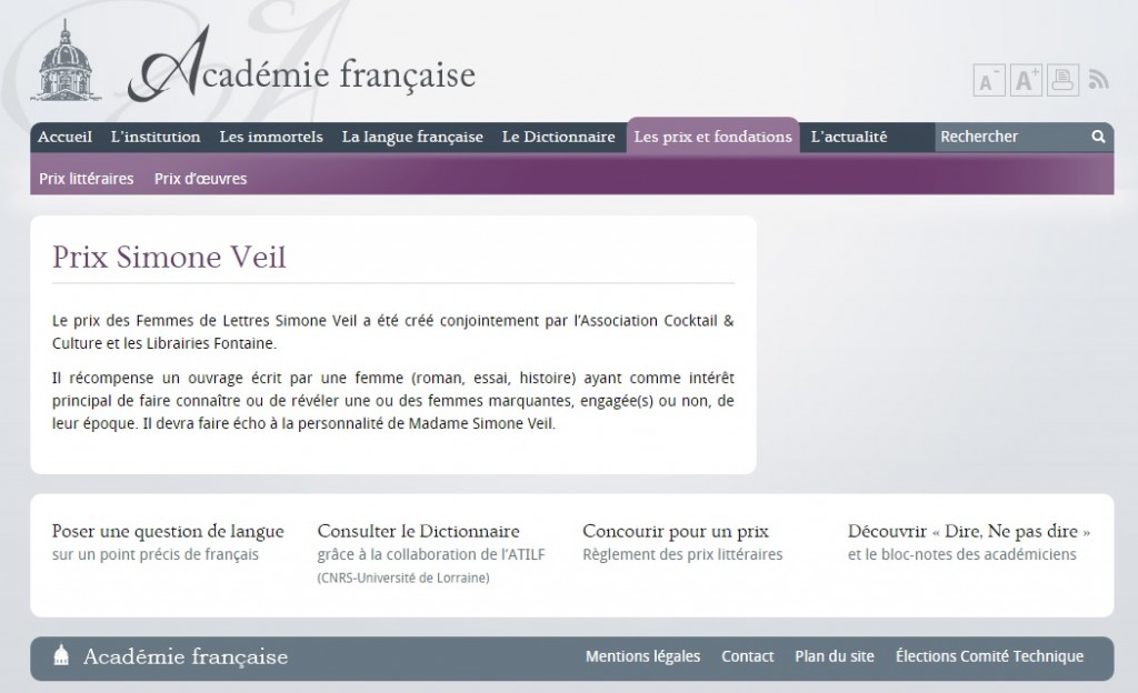 Académie Française Prix Simone Veil