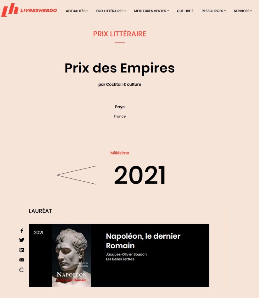Article Livres Hebdo Résultats Prix des Empires 2021
