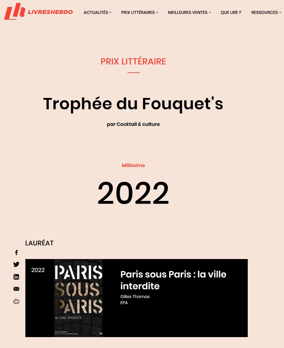 Livres Hebdo Trophée du Fouquet's 10.06.22