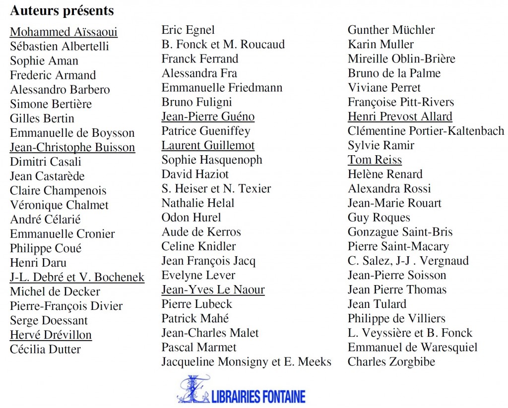 Liste des auteurs présents Salon de l'Histoire 2013 3