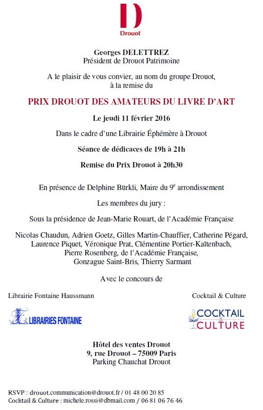 Invitation Prix Drouot 11 février 2016