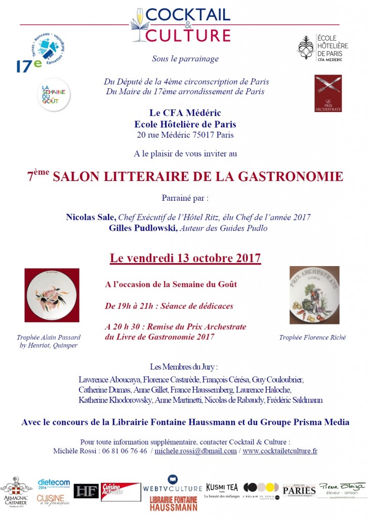 Invitation 7ème Salon Littéraire de la Gastronomie