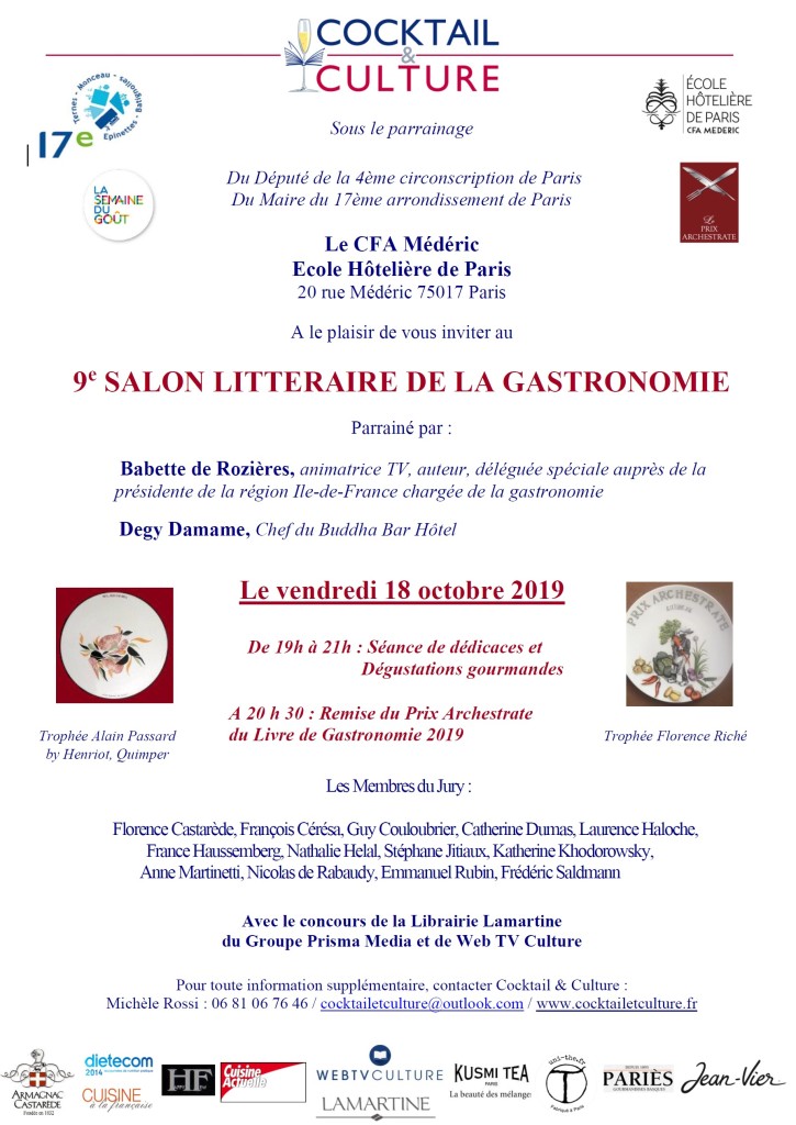 Invitation 9ème Salon Littéraire de la Gastronomie
