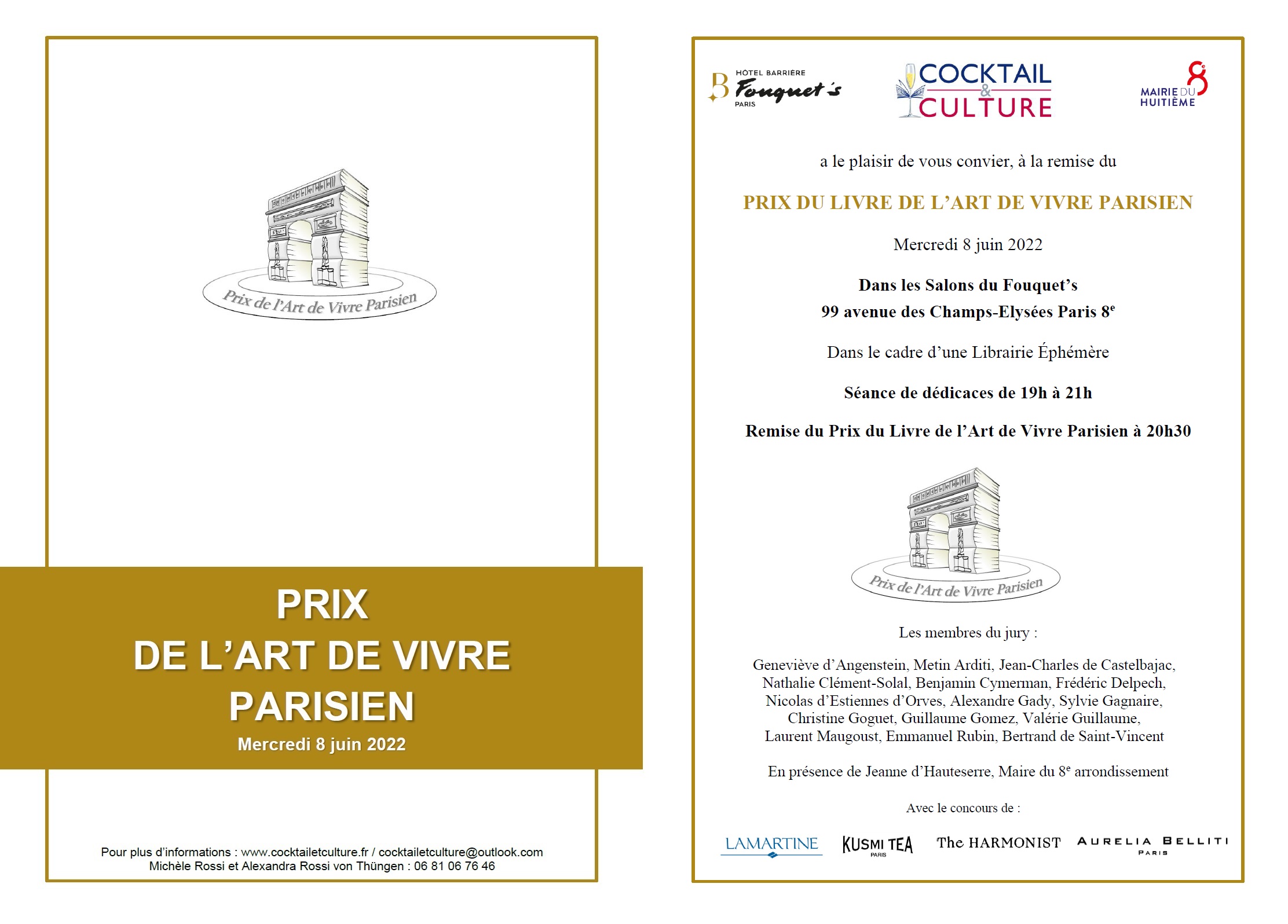 Invitation Fouquet's Art de Vivre Parisien 8 juin 2022