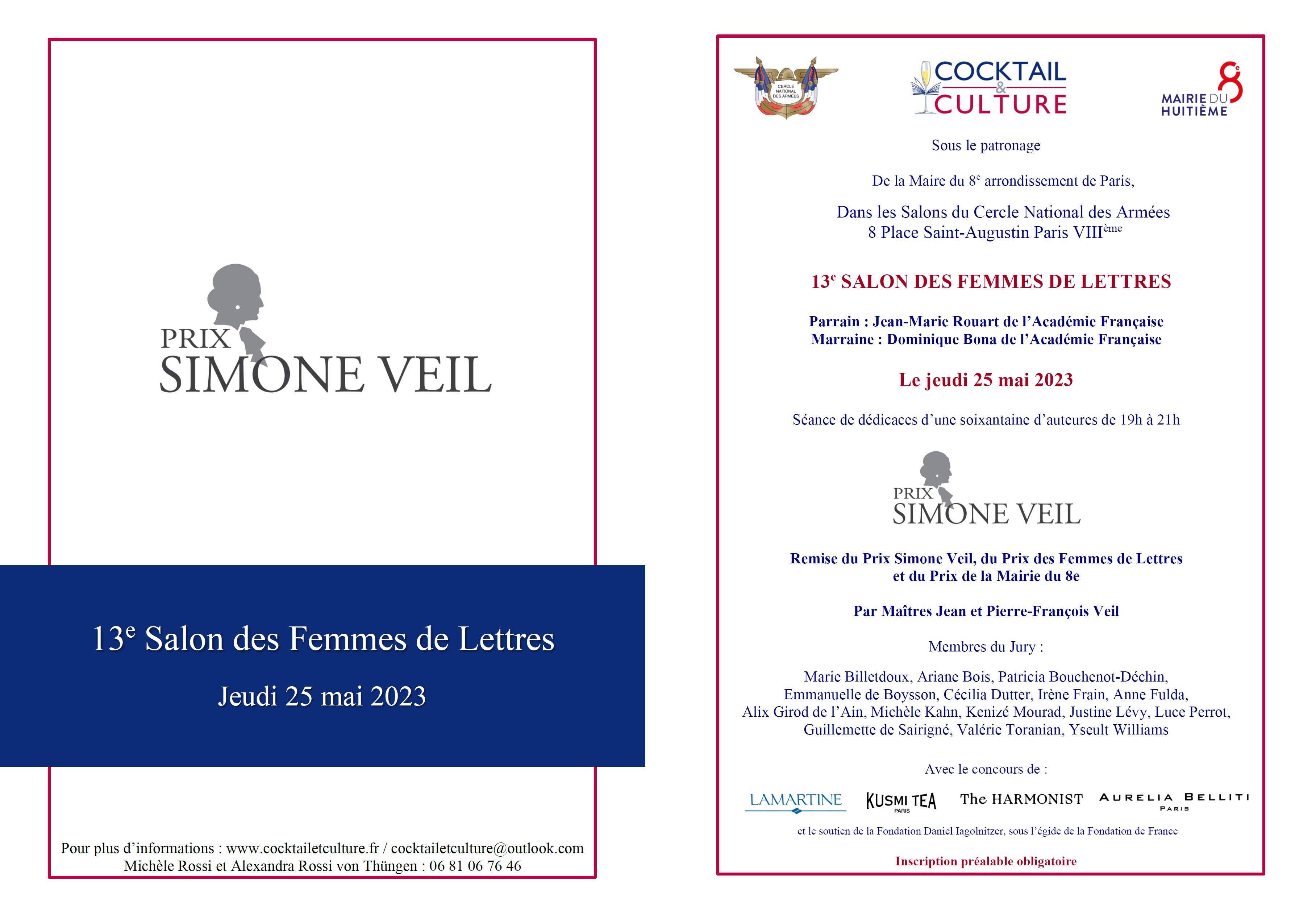Invitation 13e Salon des Femmes de Lettres 25 mai