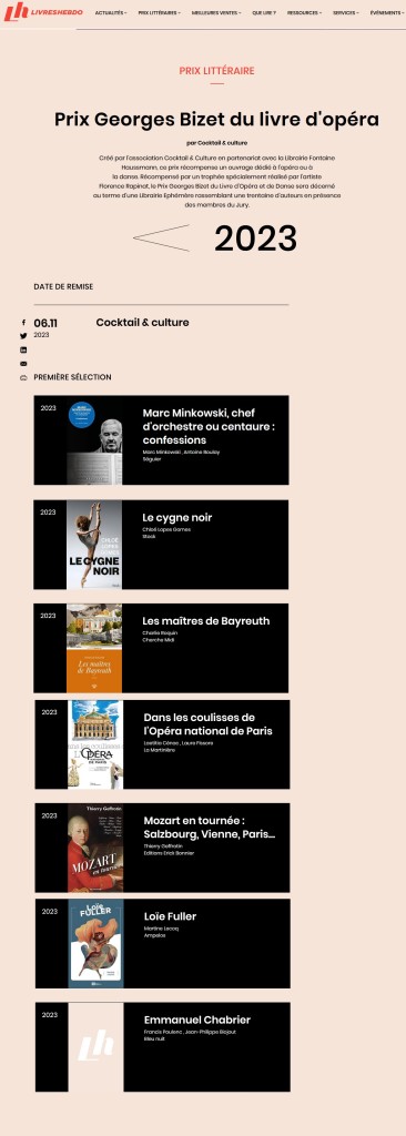 Finalistes Prix Georges Bizet Livres Hebdo 2023
