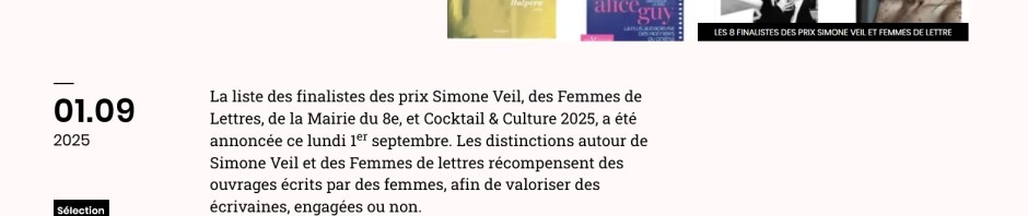 Article Livres Hebdo Finalistes Prix Simone Veil 2025