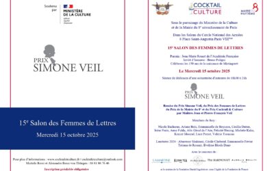 15e Salon des Femmes de Lettres mercredi 15 octobre 2025 de 18h30 à 21h au Cercle National des Armées