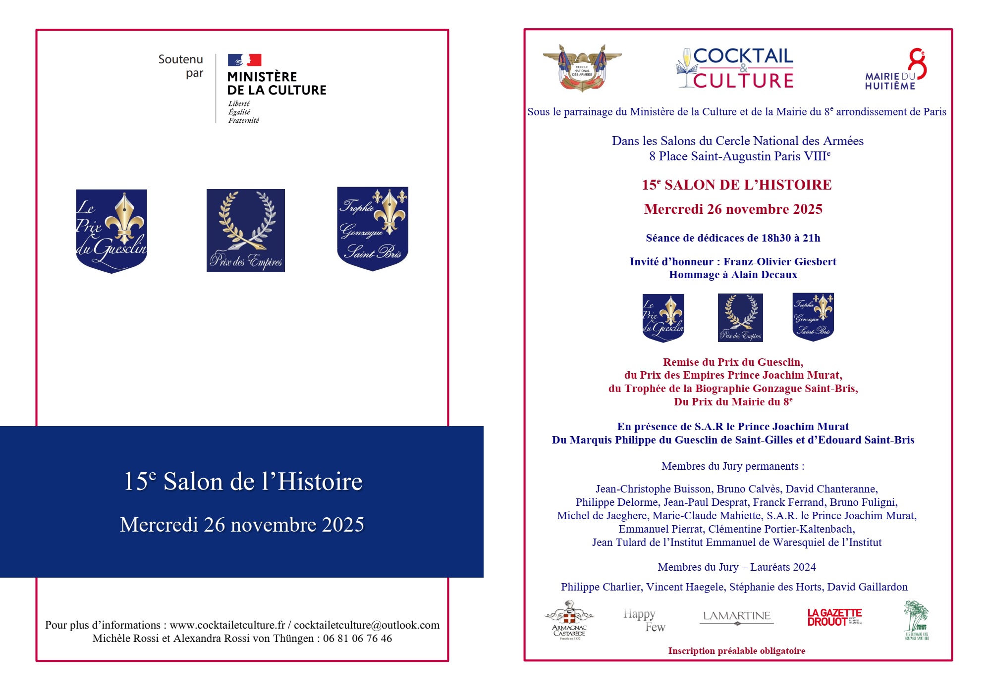 Invitation 15e Salon de l'Histoire 26 novembre 2025