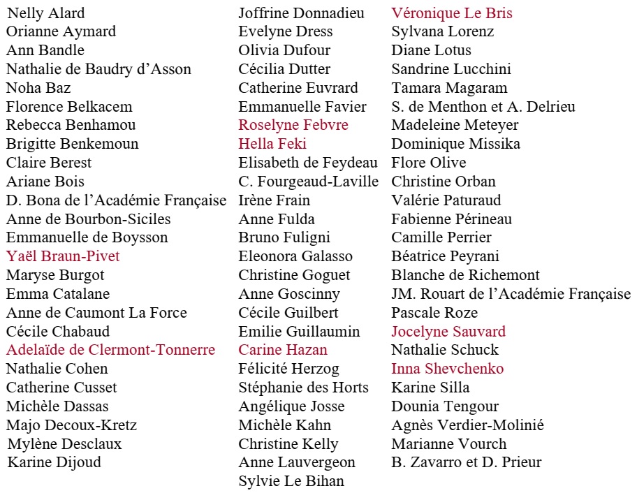 Liste des auteurs 15e Salon des Femmes de Lettres