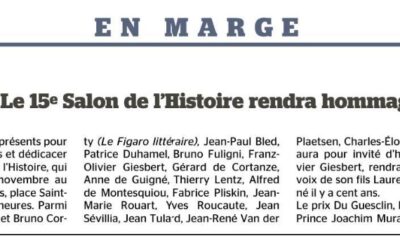 Revue de Presse – Le 15e Salon de l’Histoire dans le Figaro Littéraire du 20 novembre 2025