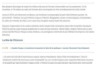 Le 15e Salon de l’Histoire dans Valeurs Actuelles du 27 novembre 2025
